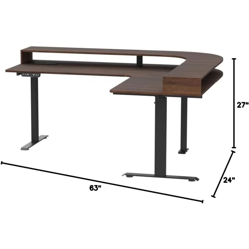 Exclusive Uprated 3 Motors Support 330LBS, Electric Height Adjustable L Shaped Desk with Large Monitor Stand, Computer Desks