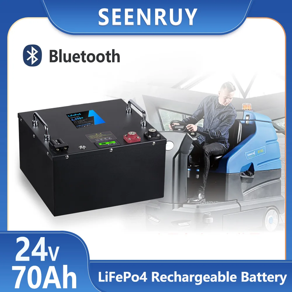 24v 70AH Lifepo4 Deep Cycle Battery Pack built in BMS Optional Bluetooth Perfect for Rv travel Camping outdoors AGV +10A charger