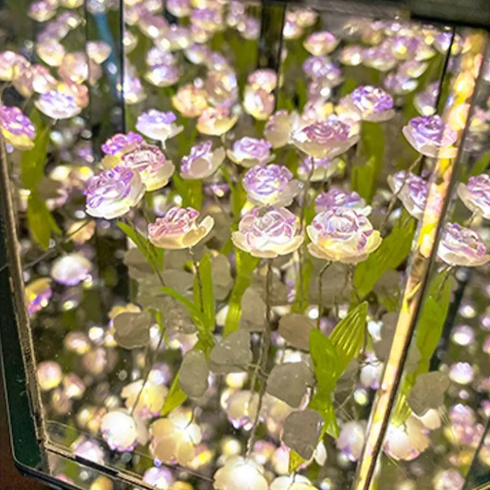 Creative Octagonal Rose Flower Sea Night Light Three-Dimensional Handmade Bedside Lamp Artificial Simulated Atmosphere Lights