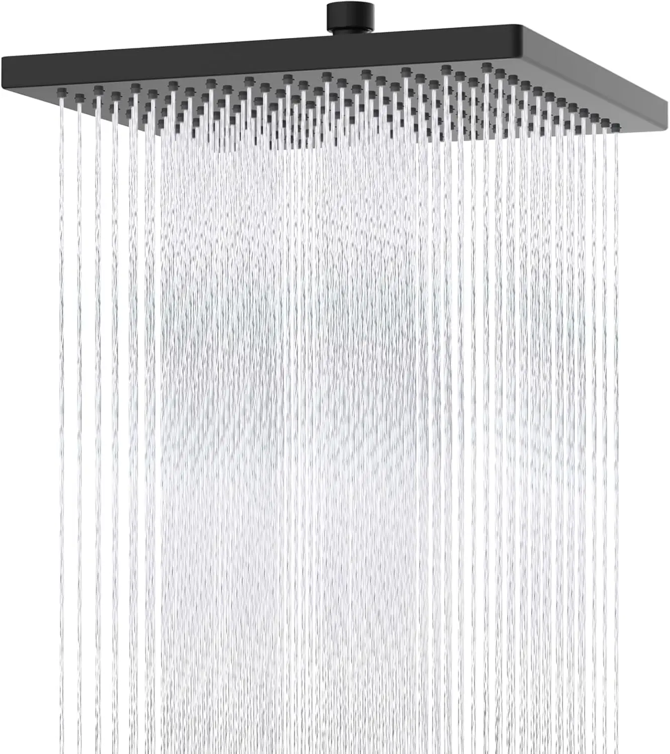 Certified Metal Rain Shower Head, 12'' High Pressure Square Rainfall with Adjustable Brass Ball Joint, Matte Black