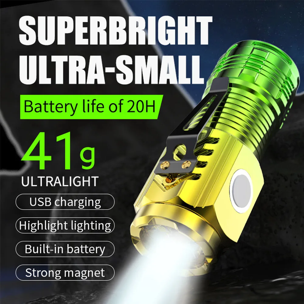 Three-eyed Monster Flashlight Camping Equipment Led Abs Clip Strong Magnet Portable Lighting Outdoor Flashlight Flashlight Glare