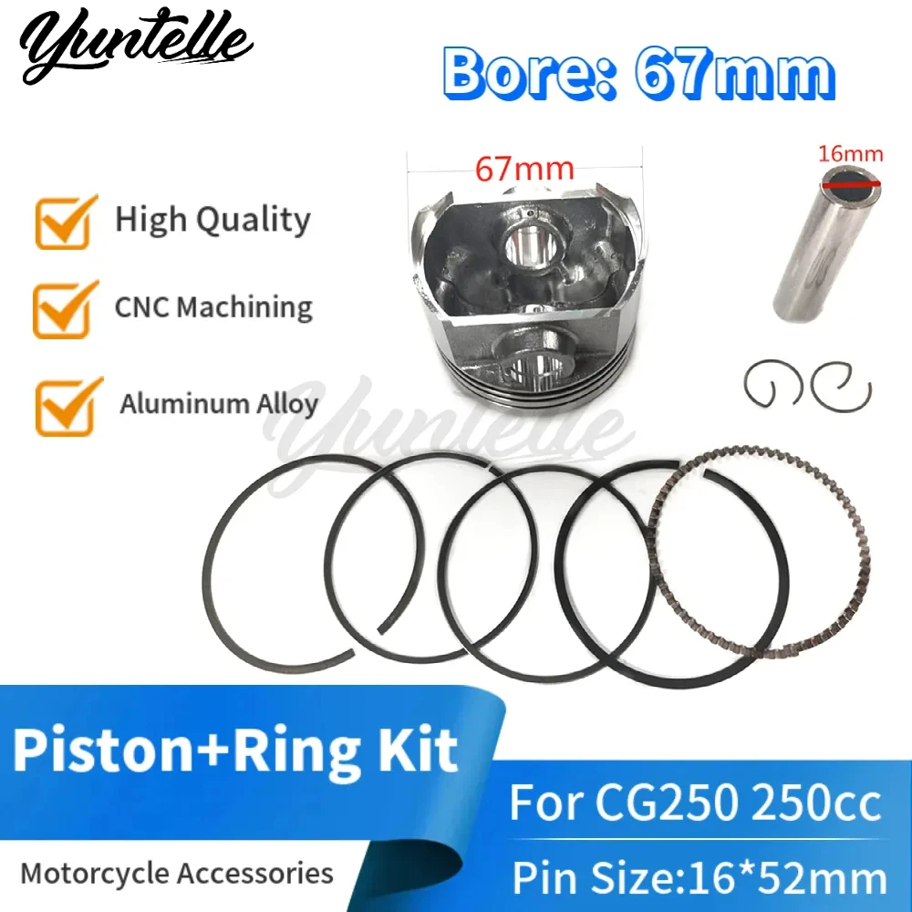 67mm Bore Engine Piston With Ring Kit For HONDA Zongshen CG250 CG 250 ...