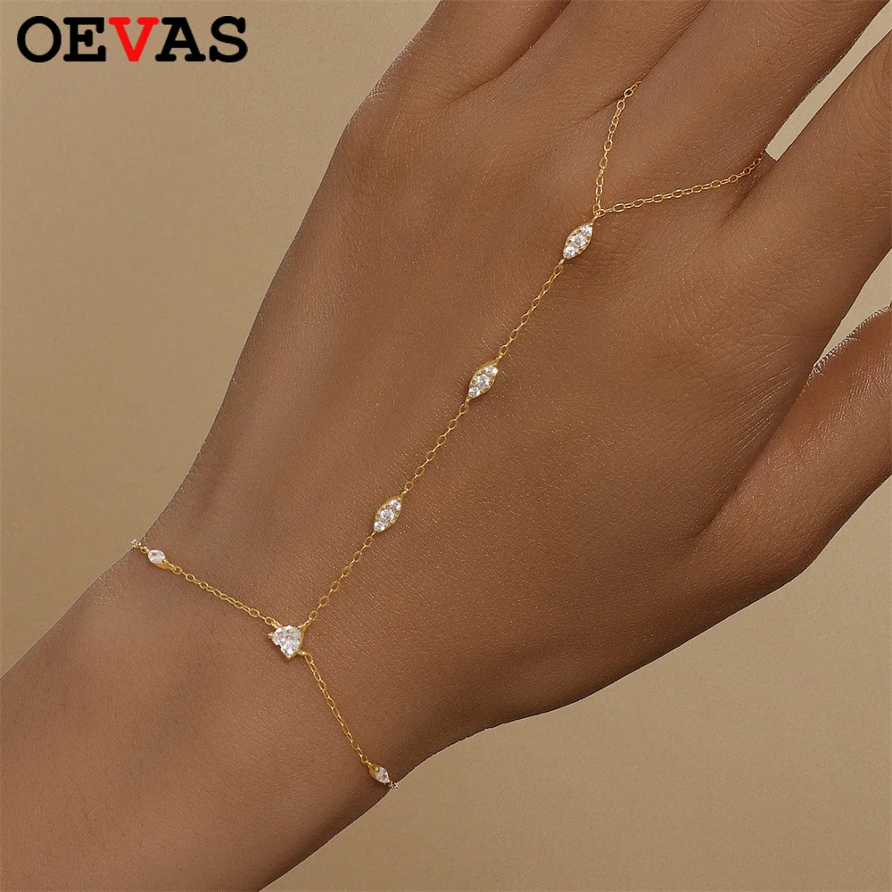 

OEVAS 5A Zircon Bracelets for Women S925 Sterling Silver Lab diamonds Bracelets fashion Ring Chain Wholesale Jewelry Gift