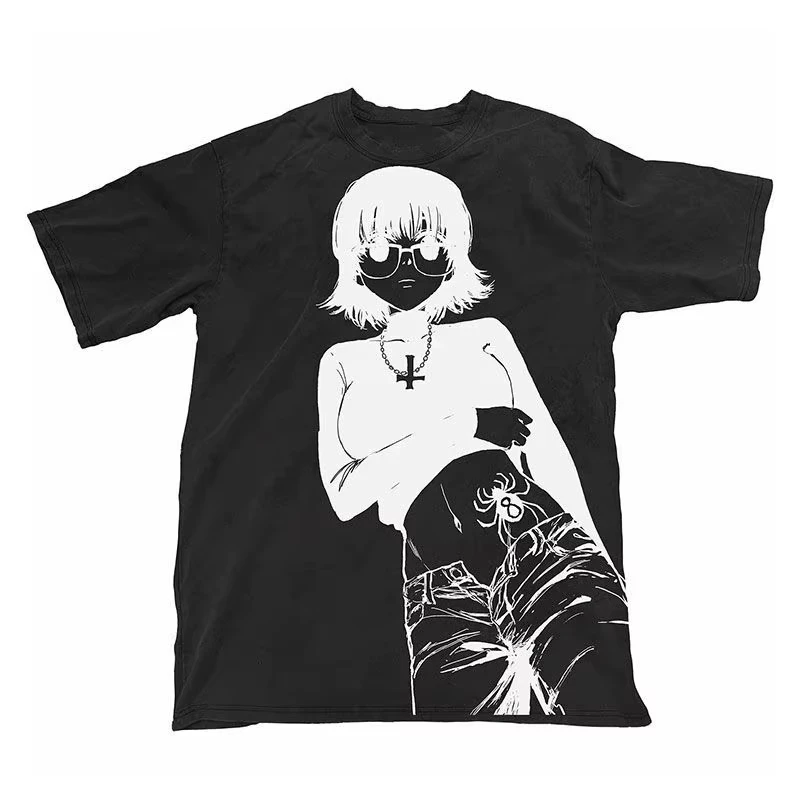 Japanese Light Subculture Hunter X Hunter Small Drop Murasaki Print Cotton Short-sleeved T-shirt Men Harajuk Oversized T Shirt