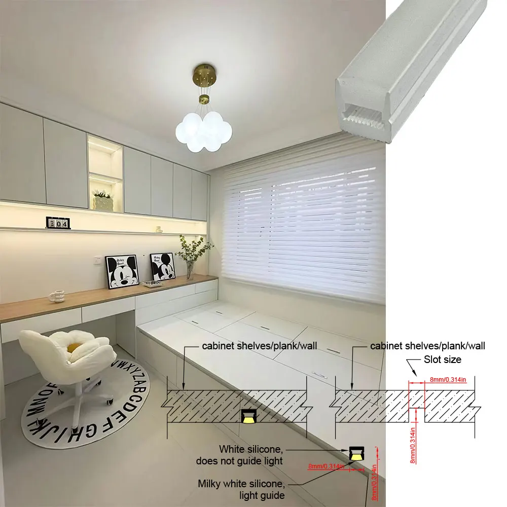8 × 8mm 1-5m elastyczny dioda z obudową silikonową LED do szafek szafy regały z neonową rurką i profilem LED