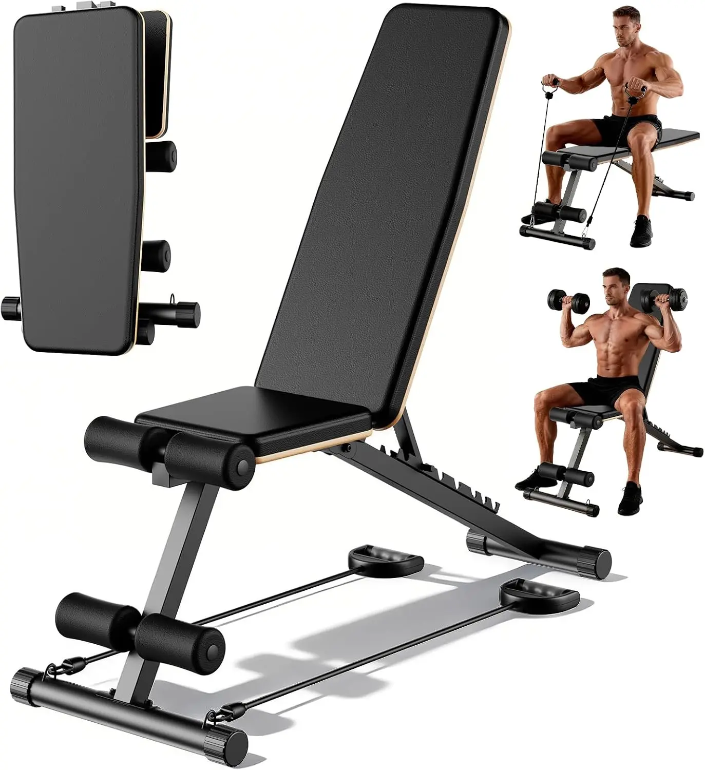 Adjustable Multi-Functional Weight Bench for Home Gym Strength Training, 1100LBS Foldable Workout Bench with Decline Incline Flat Positions, 7 Backrest Settings, Preacher Pad, Full Body Exercise