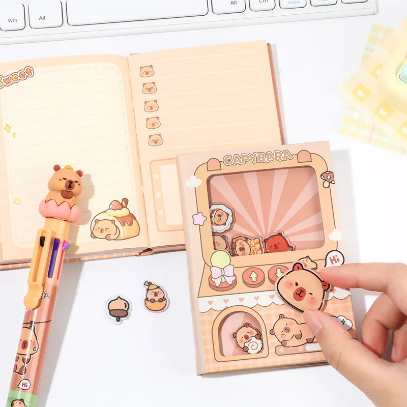 Originality Gashapon Mahines Notebook Capybara Shake Notebook Interesting Decompression Portable Color Inner Page Notebook