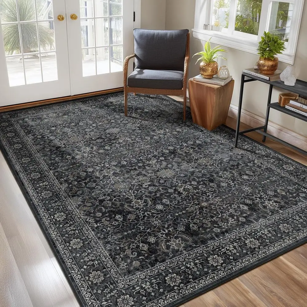 

5x7 Vintage Earth-Toned Area Rugs: Soft, Washable, Non-Slip for Living Spaces and Bedrooms