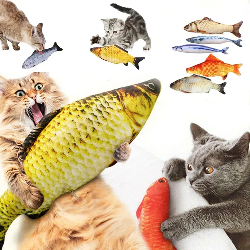 

1PC Plush Cat Fish Toy Cat Scraper Cat Mint Toy Interactive Simulation Fish Cat Mint Fidget Toy Filling Toy Cat Kitten