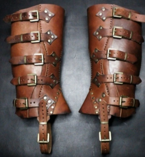 Cosplay Halloween mittelalter liche Renaissance Grieben Stiefel Schuhe decken Unisex Leder Bein Rüstung Larp Wikinger Krieger Ritter verkleiden