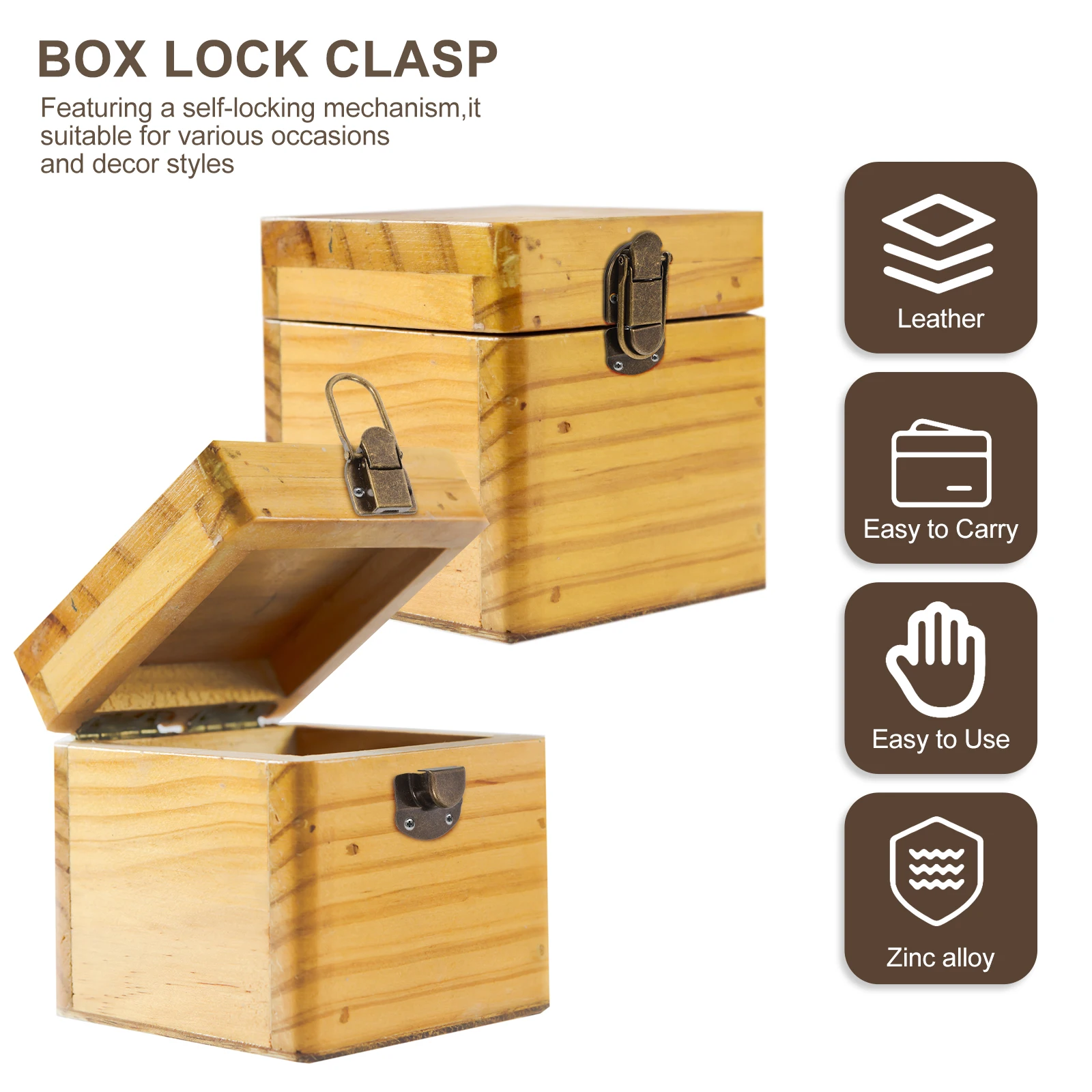 

2Pcs Wooden Box Buckle with Self Locking Mechanism Makeup Box Lock Clasp for Craft Storage Latch Decorative Cabinet Closure