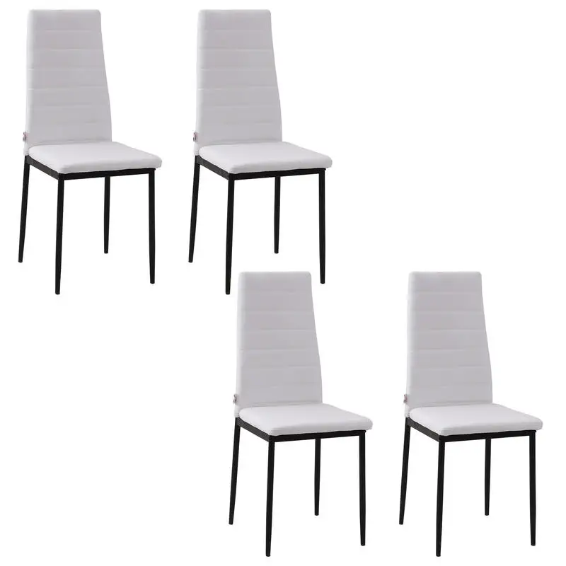 Paquete de 4 Sillas de Cocina Modernas Tapizadas en Lino y Patas de Metal para Salón, Carga 120 kg, 41x50x97 cm, Blanco