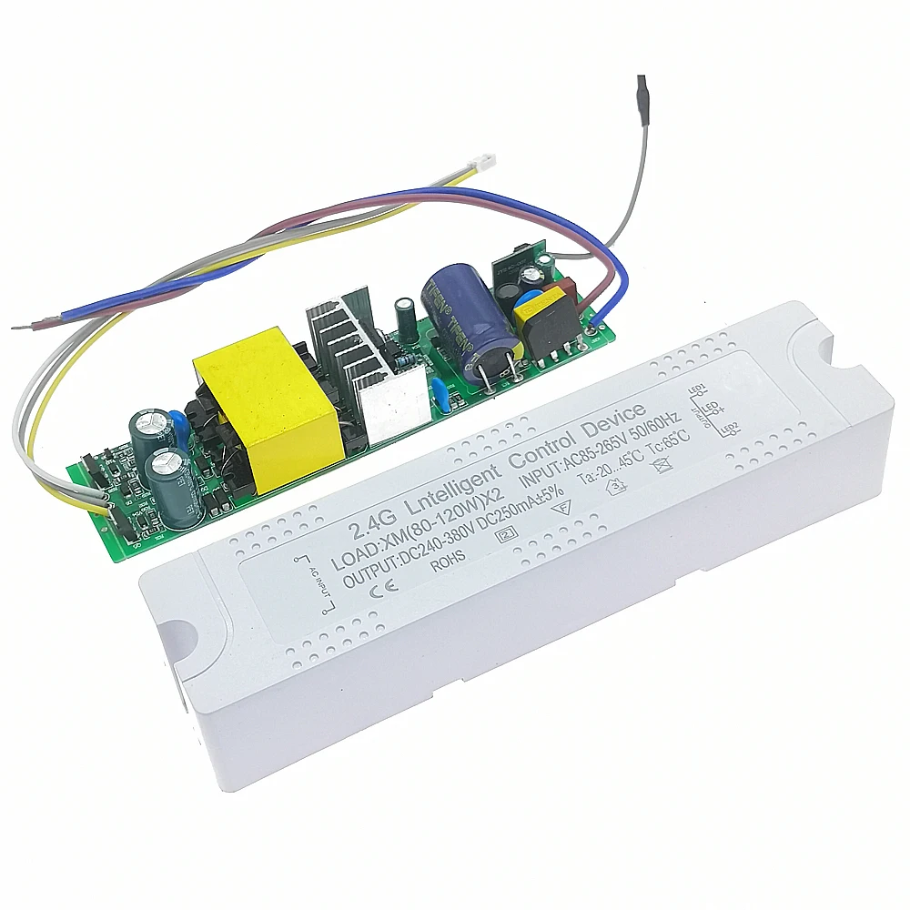 Controlador LED inteligente remoto RF, 250mA de atenuación de fuente de alimentación, 2,4G, 24-40Wx2 40-60Wx2 60-80Wx2 80-120Wx2 120-150Wx2, 1 unidad, AC85-265V