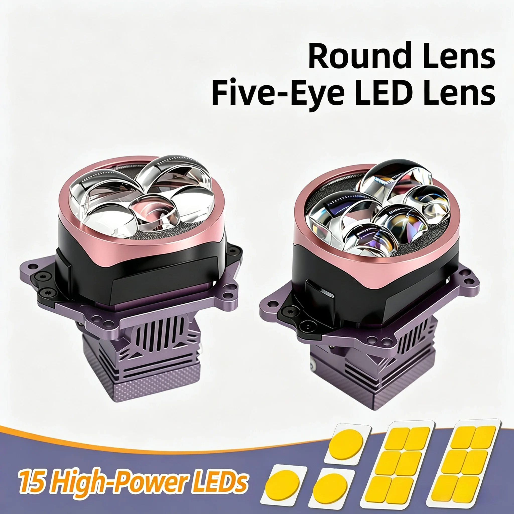 NXY NX58 3 Inch Round Lens Five Eye LED Direct Beam Bi LED Projector Lens Hi Lo Beam High Power Car Retrofit Headlight Lamp