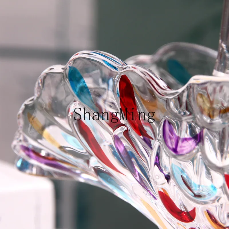 

CL crystal glass fruit plate hand basket gift fruit plate home living room painted fruit plate
