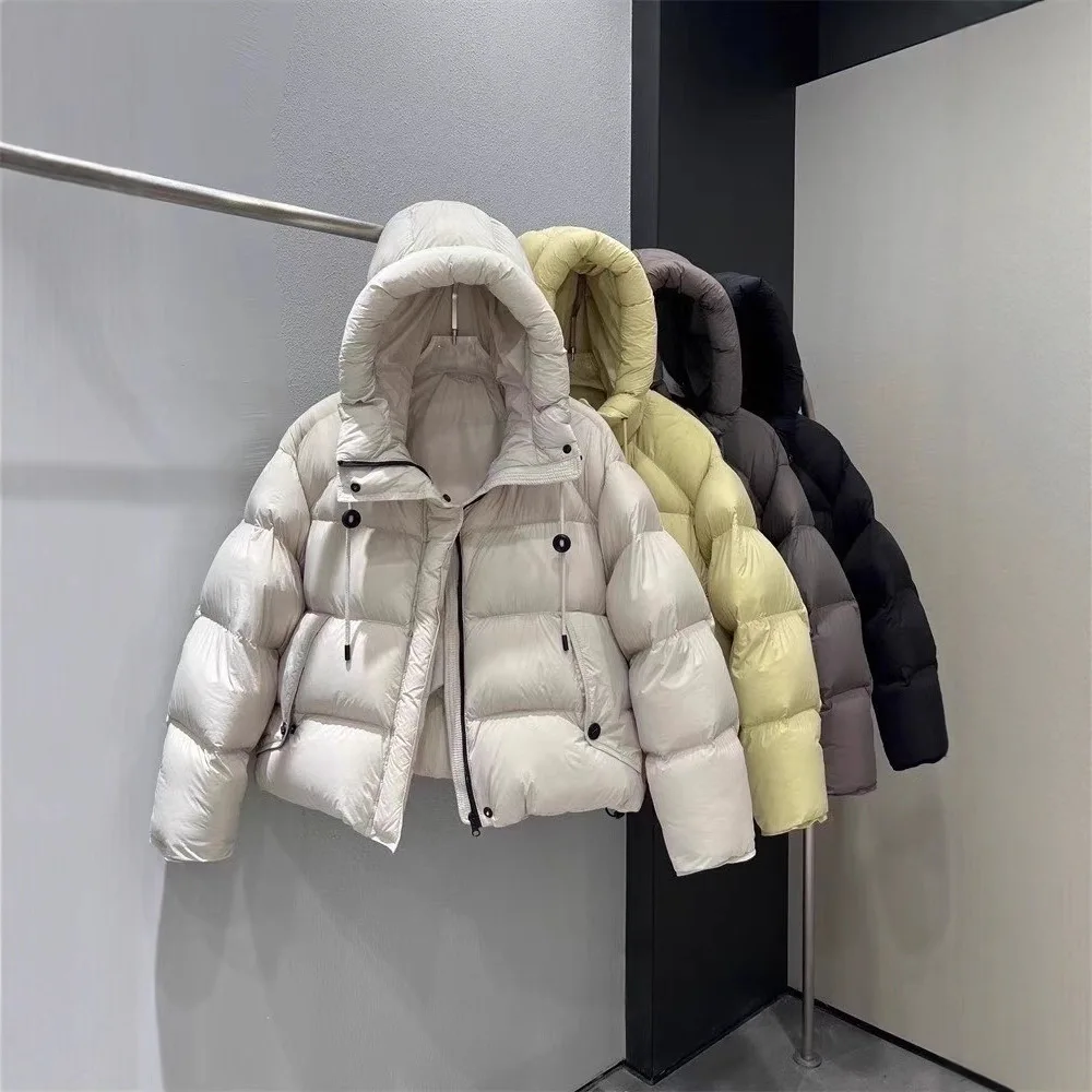 الشتاء الرباط مقنعين بطة بيضاء أسفل سترة الإناث الصلبة سستة الدافئة الخبز أبلى المرأة فضفاضة باركر أسفل سترة #6