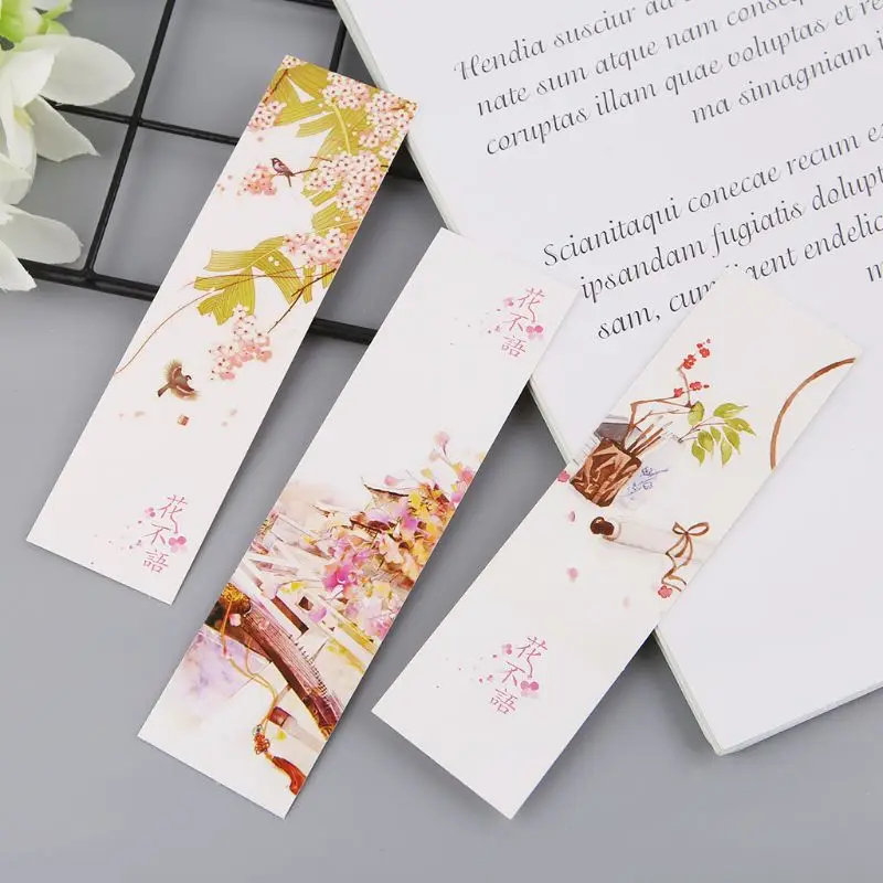 2024 New 30pcs for Creative Chinese Paper Bookmarks Painting Cards Retro Beautiful