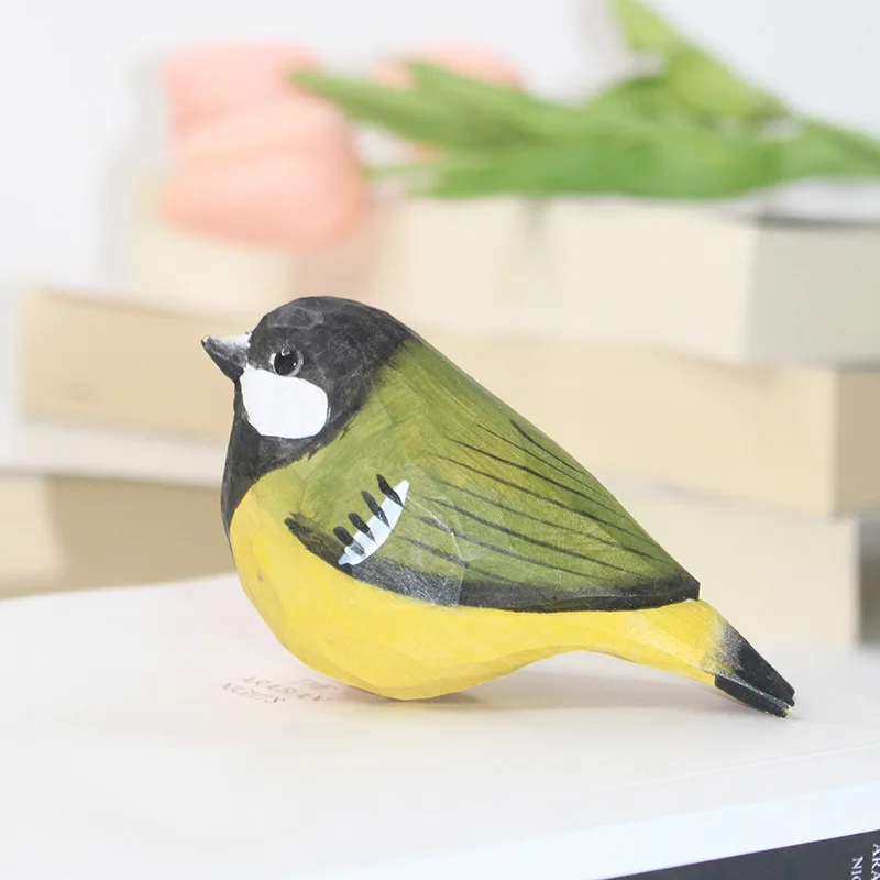 

Creative Pastoral Series Wooden Bird Ornament Cute Tit Decorative Craft Holiday Gift