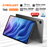 Teclast T60 12 inch Tablet Android 14 2000x1200 Fully Laminated T616 8 Core Max 20GB RAM 256GB ROM 4G LTE Dual SIM type C 8000mAh Widevine L1