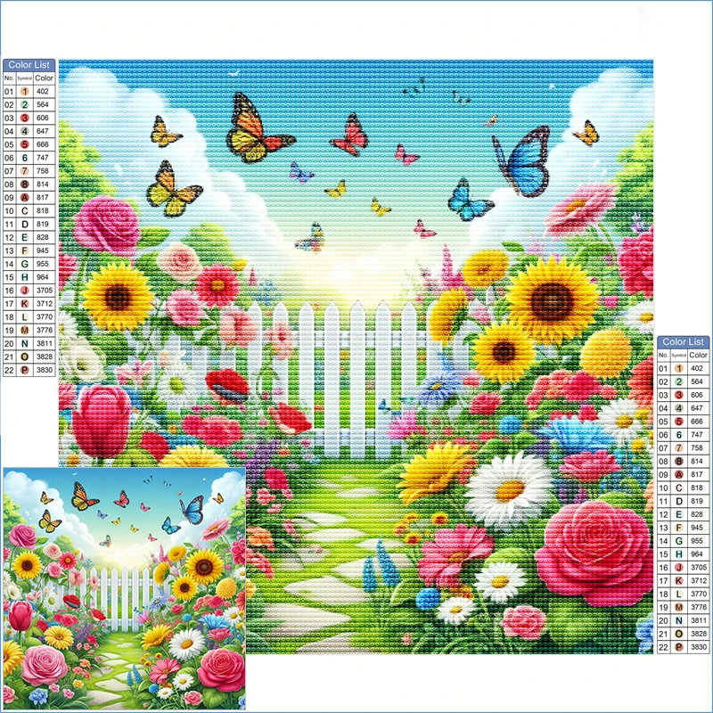 

New Diamond Paintings 2025 Spring Garden FLowers With Butterfly Paint By Diamond Landscape Diamond Art Clearance Sale Hobbies
