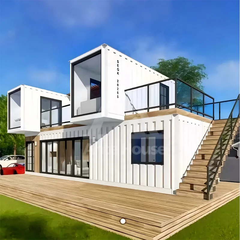 Price Prefab 40ft Flat Pack Container House Two Bedroom Prefabricated Folding Flat Pack Container 40 Foot Two Story House