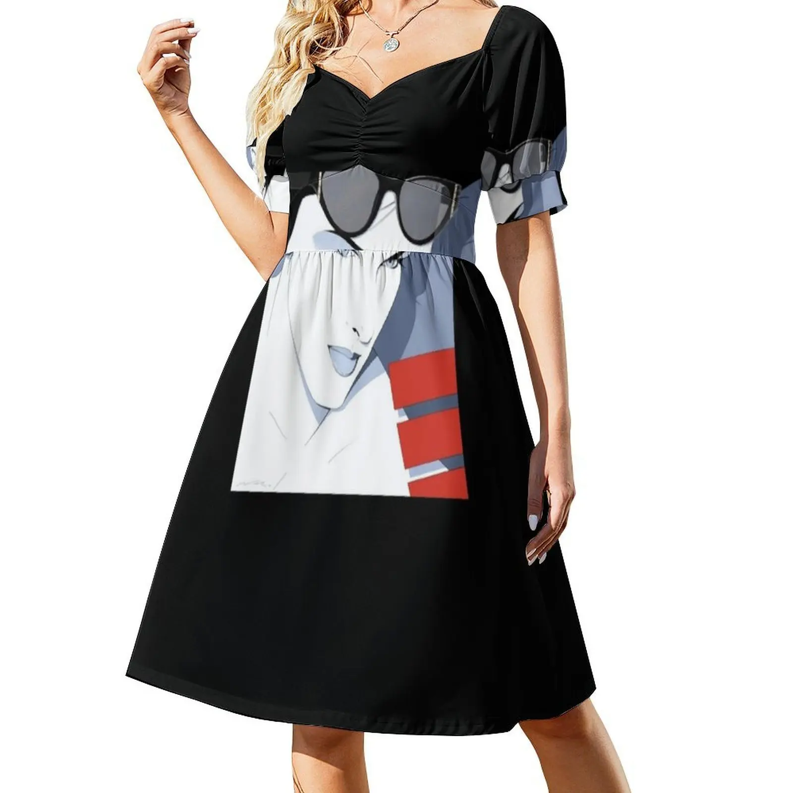 هوت كوتور مؤطرة ناجل امرأة كلاسيكية. فستان قصير على طراز Preppy للنساء على شكل حرف A فستان كاجوال فضفاض مناسب للاستخدام اليومي هوت كوتور #2