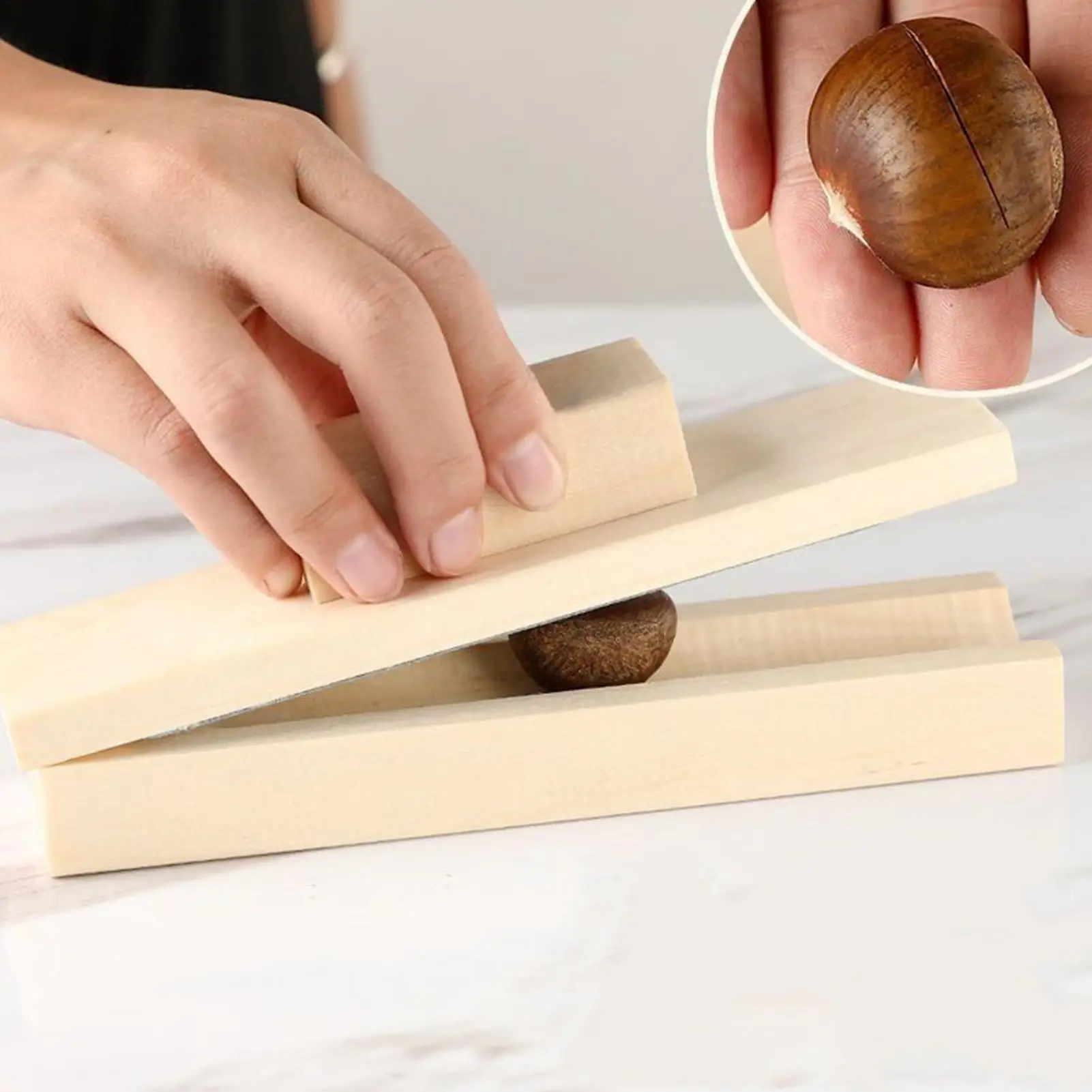 Chestnut Opener Non Slip Heavy Duty Wooden Manual Sheller Peeler for Pecan Walnut Hazelnut Kitchen Home Nut Cracking Tool