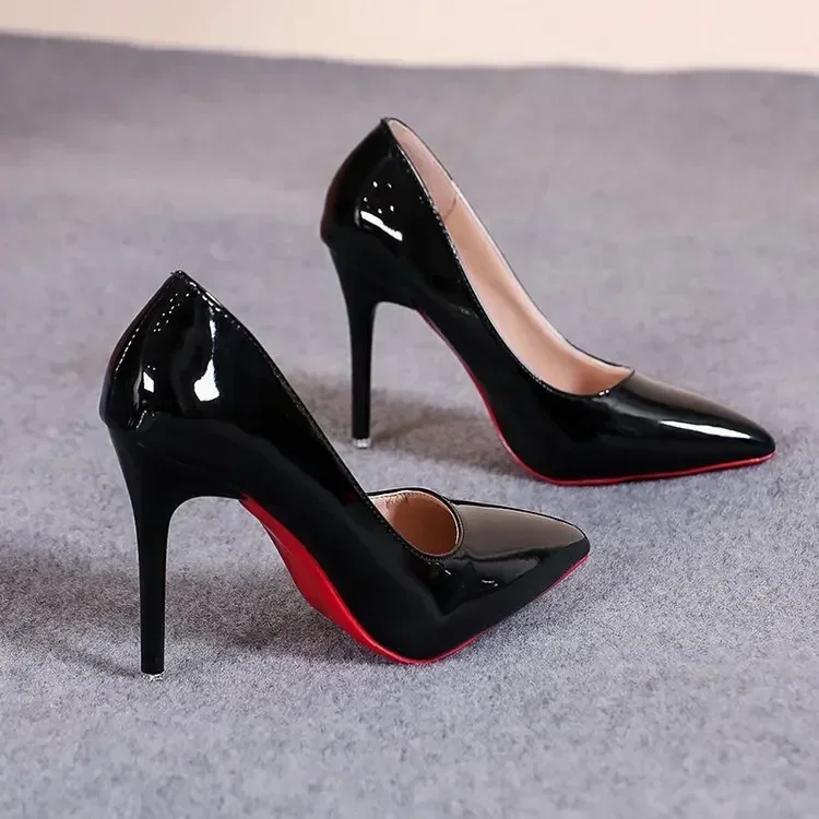 Sexy Spitze Lackleder High Heels Elegante Damen-Stilettos für Partys Klassische Schwarze Pumps für Beruf und Freizeit – Detail 33