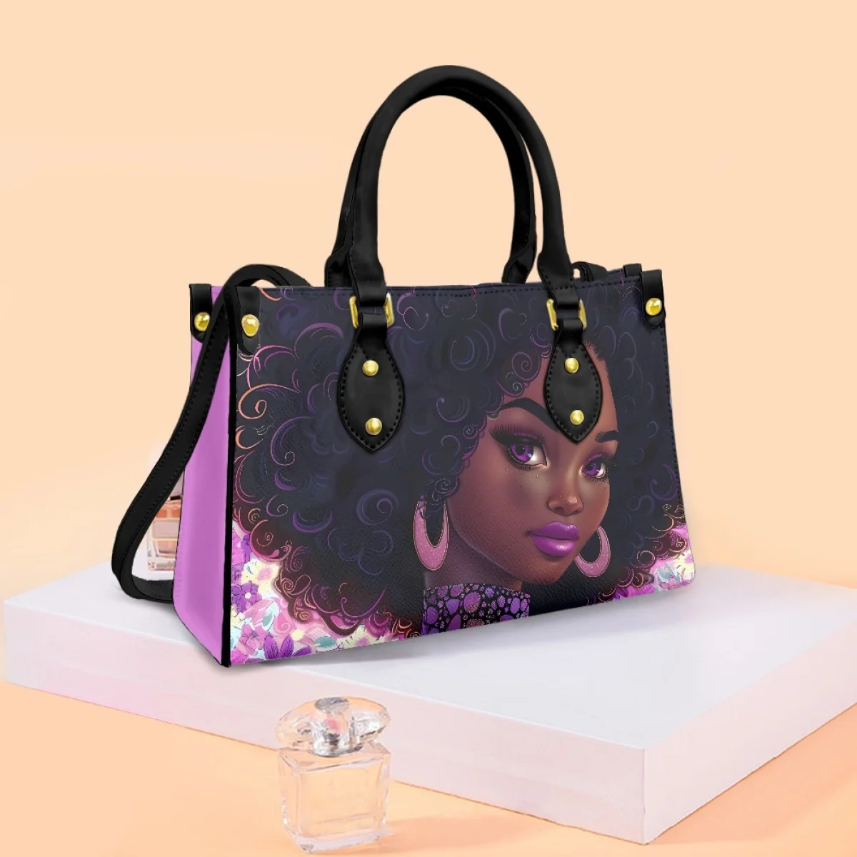 African Girls Handbags Women 2024 Custom Drop Ship POD Luxury PU Leather Female Cross Body Bags Woman Top Handle Bolsa Mujer