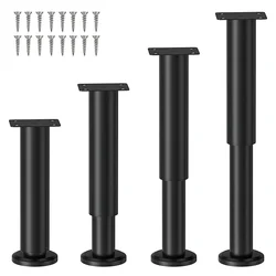 Metal Adjustable Furniture Legs 7.08-11.8 Inch, Table Legs Adjustable Height Replacement for Sofa/Dresser Set of 4 Black