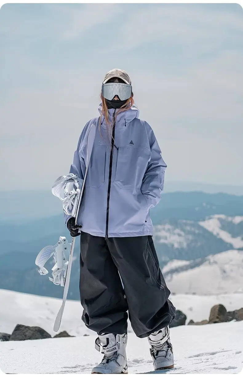 Ski Pants Men's Women's Single Board Waterproof Loose Fit Wear Resistant Professional Double Board Ski Pants
