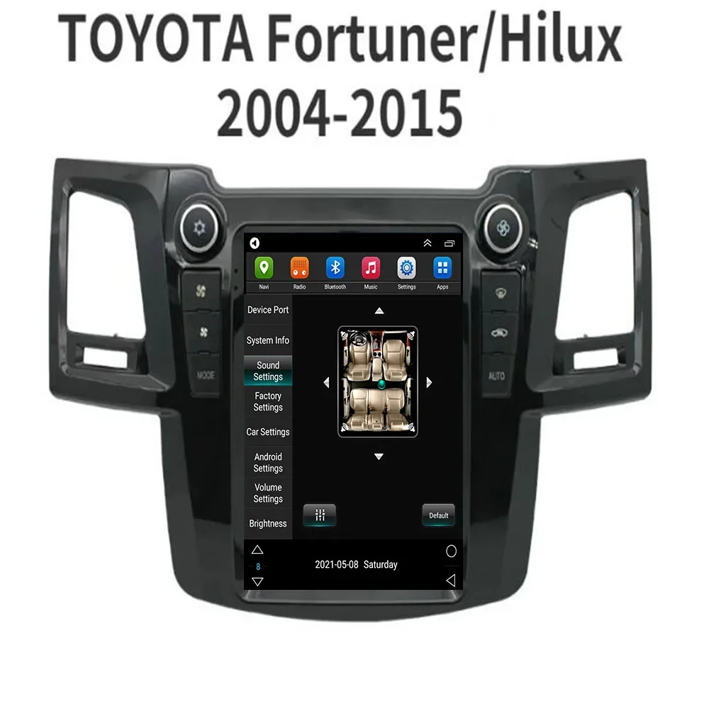 لتويوتا فورتشنر هايلكس ريفو 2008-2015 Carplay أندرويد 14 تسلا شاشة سيارة مشغل وسائط متعددة رئيس وحدة نظام تحديد المواقع الصوت راديو السيارات