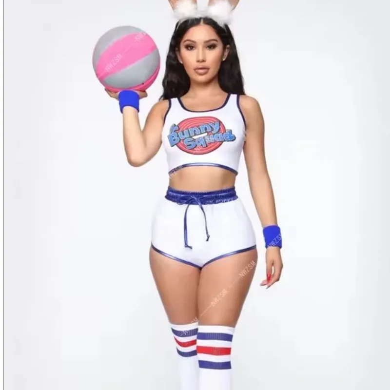 

Rabbit Bunny Jam Cosplay Costume Sweet Women Tops Shorts Set Halloween Carnival Performance Outfit In Stock