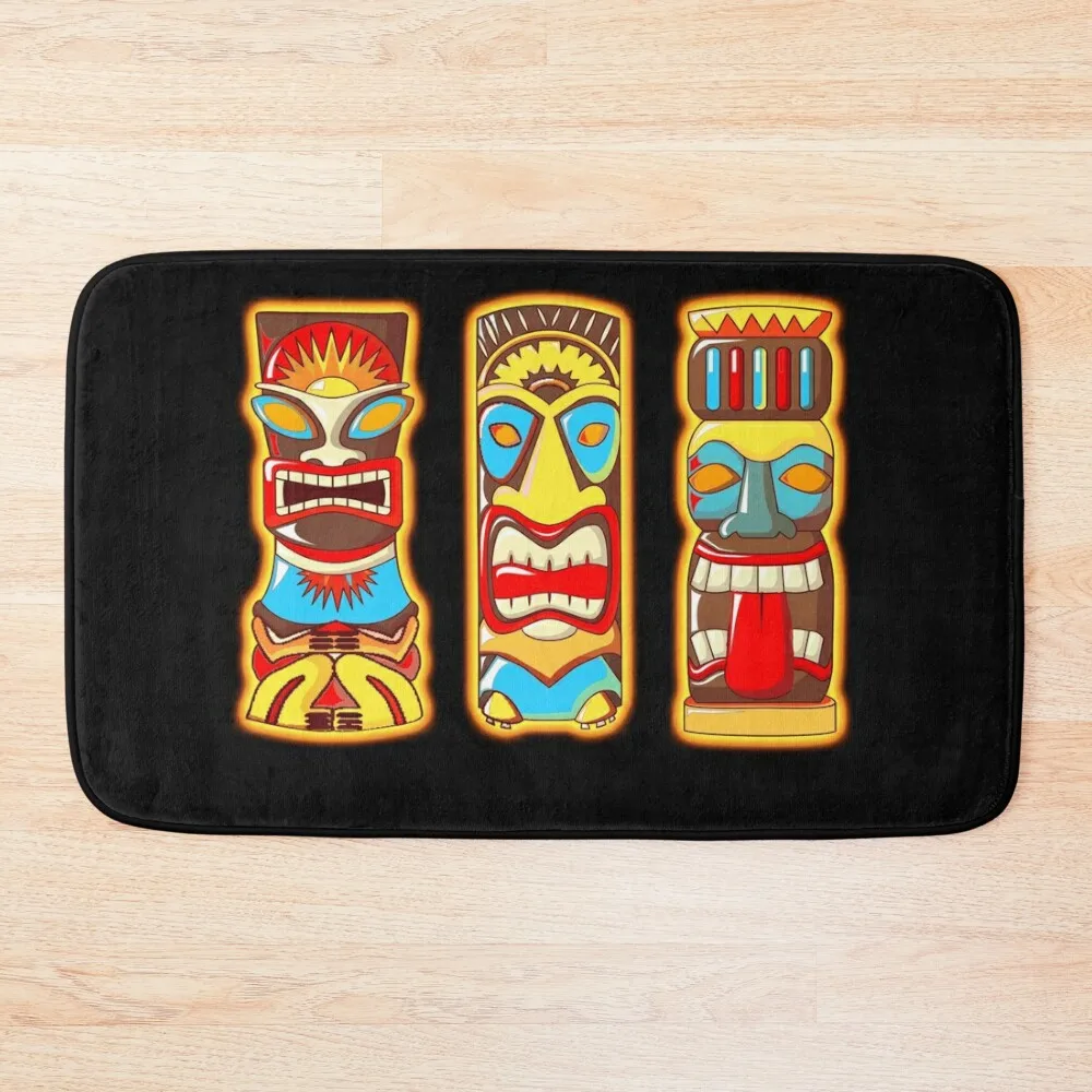 

Tiki Gods Totems Idols Retro Tropical Polynesian Bath Mat Rug Bathroom Kit Bathroom Bathroom Kit Toilet Floor Mat
