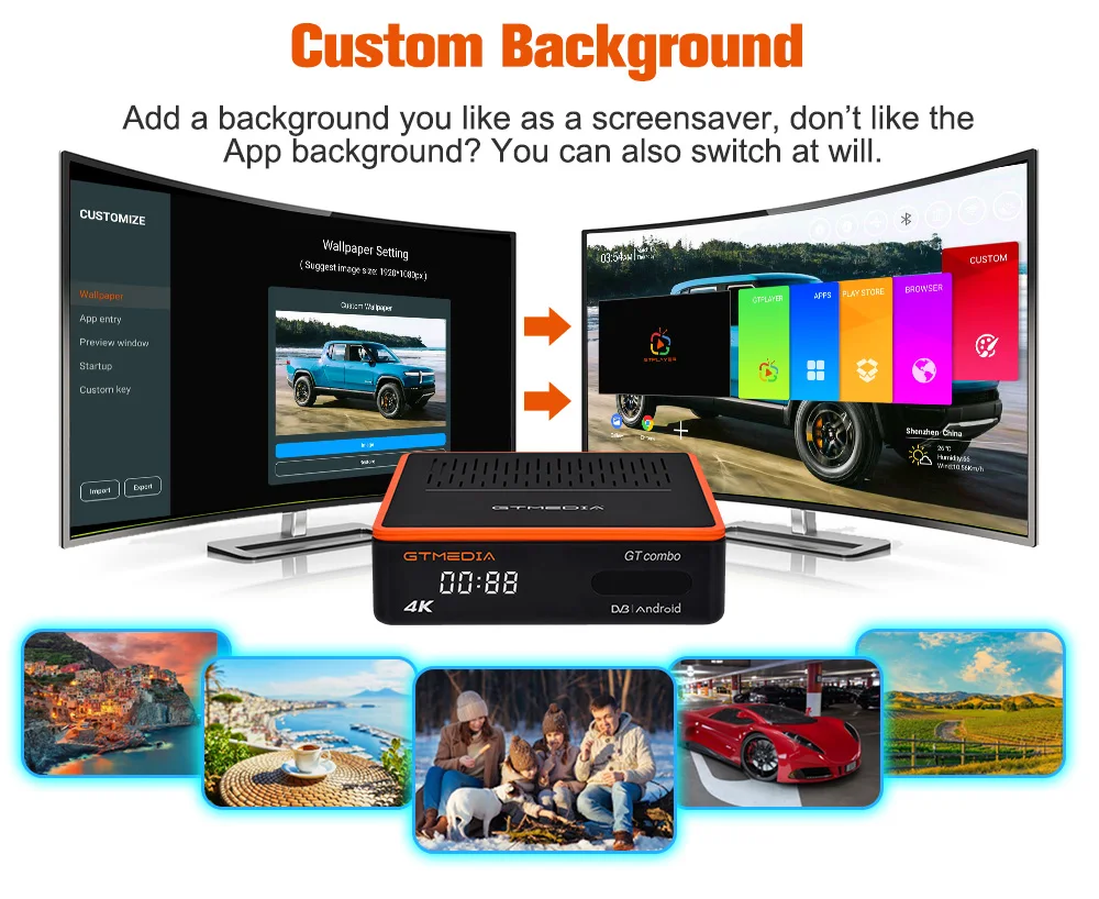GTMEDIA GT COMBO Android 9.0 TV BOX + DVB-S/S2/S2X compatible con Wifi incorporado de ultra alta definición 4K compatible con París, Francia