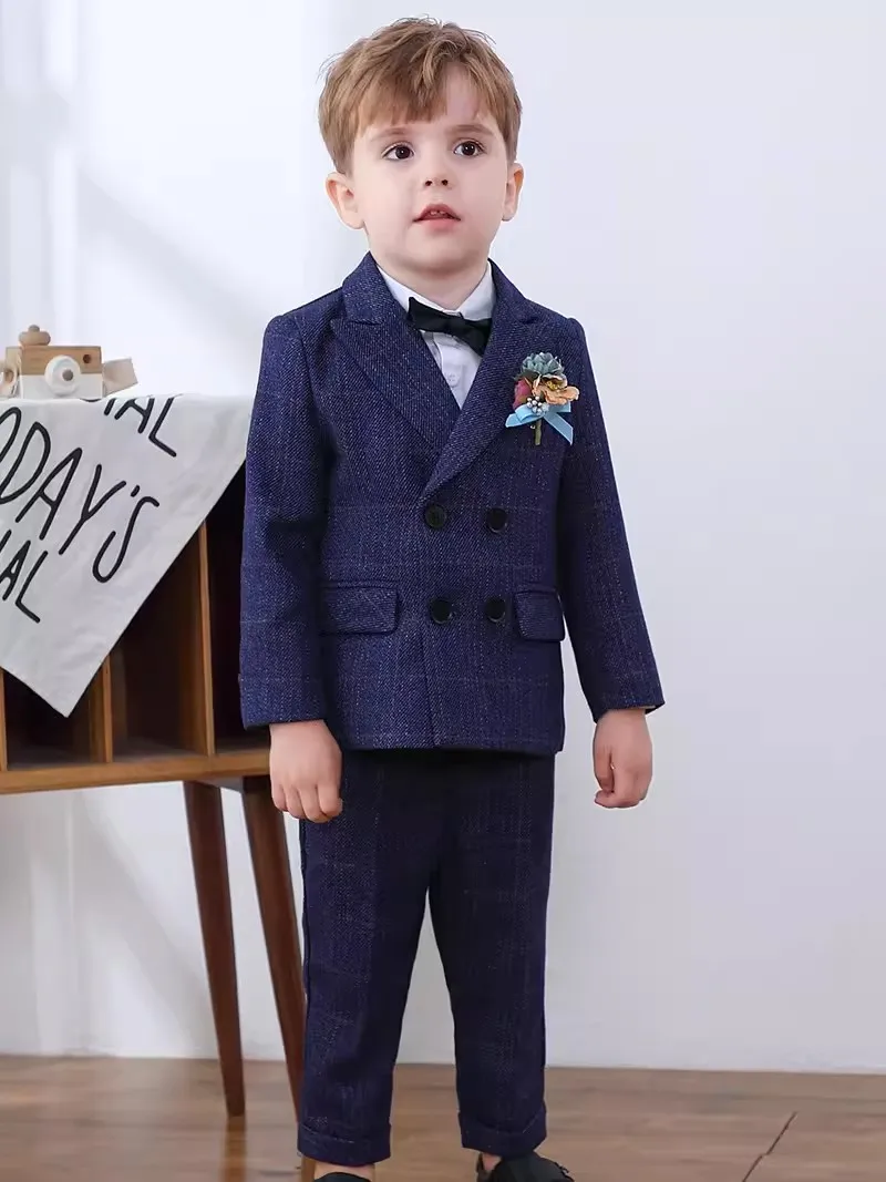 Teenager Kids Photograph Blazer Eve Party Performance Costume Children Elegant Wedding Suit Boys Formal Ceremony Tuxedo Dress