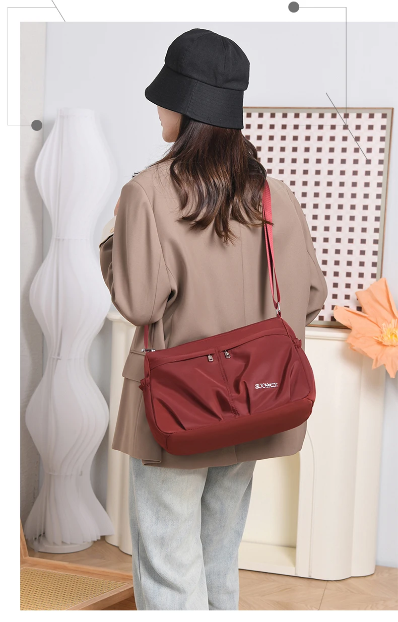 Damen-Umhängetasche aus wasserdichtem Nylon mit großem Fassungsvermögen und mehreren Taschen, Tragetasche mit abnehmbarem Riemen für Mütter, Einkaufen – Detail 5
