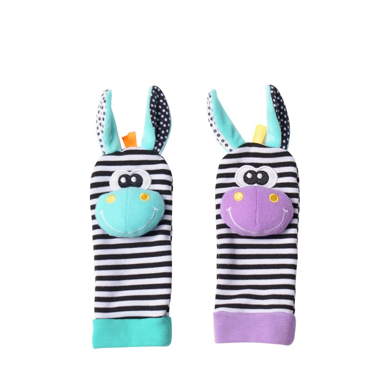 Hochet pour bébé, jouets, animaux en peluche mignons, hochet de poignet, chaussettes de recherche de pieds de 0 à 12 mois, cadeau pour nouveau-né, garçon et fille, 2 pièces/ensemble