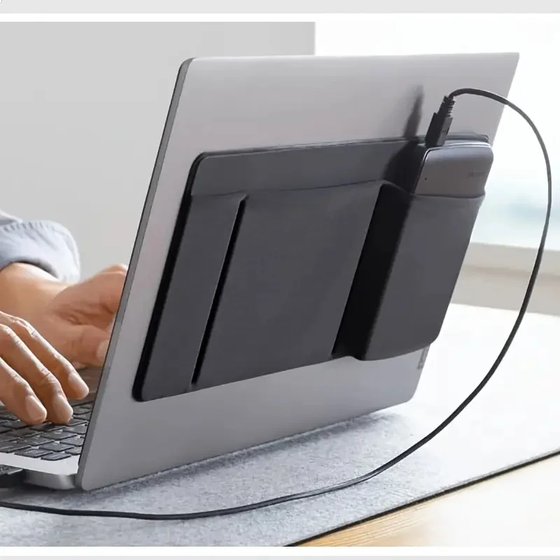 Maus-Aufbewahrungstasche mit 3 Taschen, selbstklebende Maus-Aufbewahrungstasche, selbstklebender multifunktionaler Organizer für Laptop, Kabel und Kopfhörer