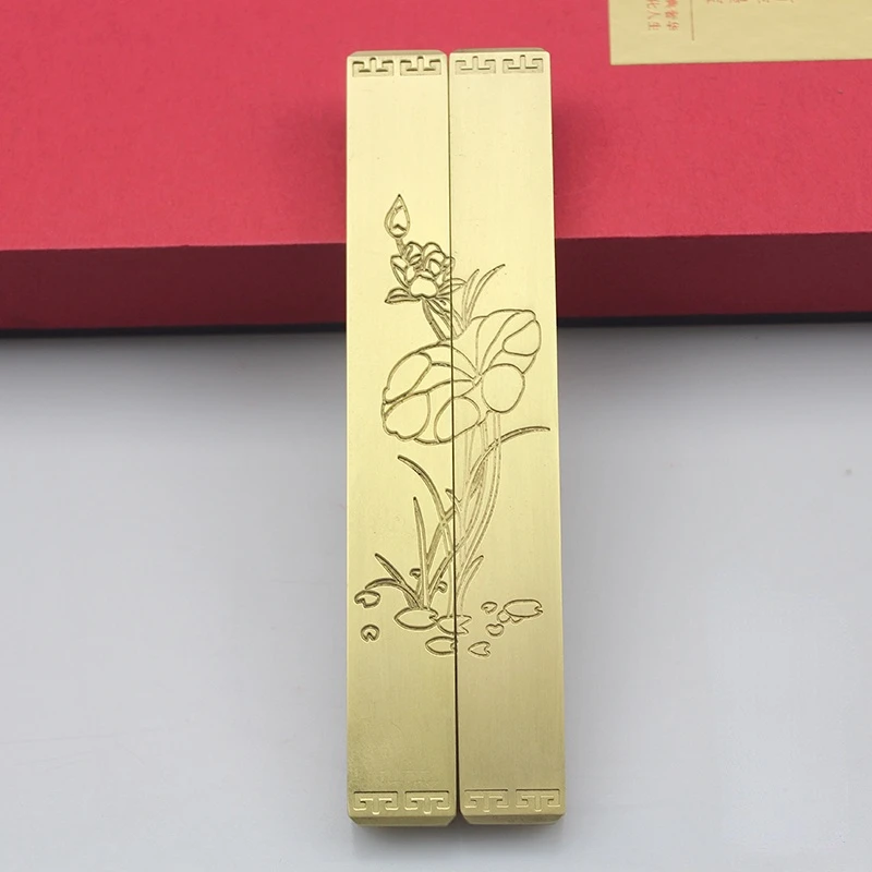 Exquisite Brass Paperweights Chinese Painting Calligraphy Paper Weight Gift Box Brass Hand Polished Paper Weight Peso De Papel