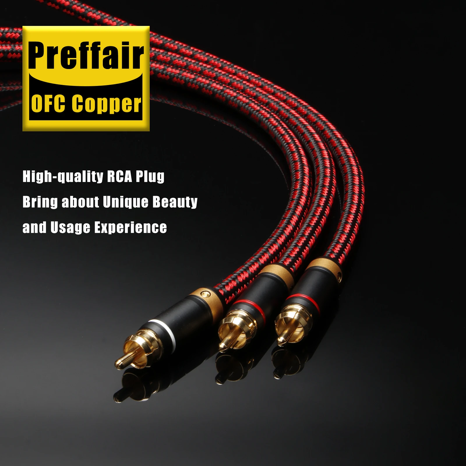 Preffair OFC Copper HIFI Audio Cable Single RCA to Dual RCA Subwoofer Splitter Y Cable Pure Copper One Sub-2 for Better Sound Qu