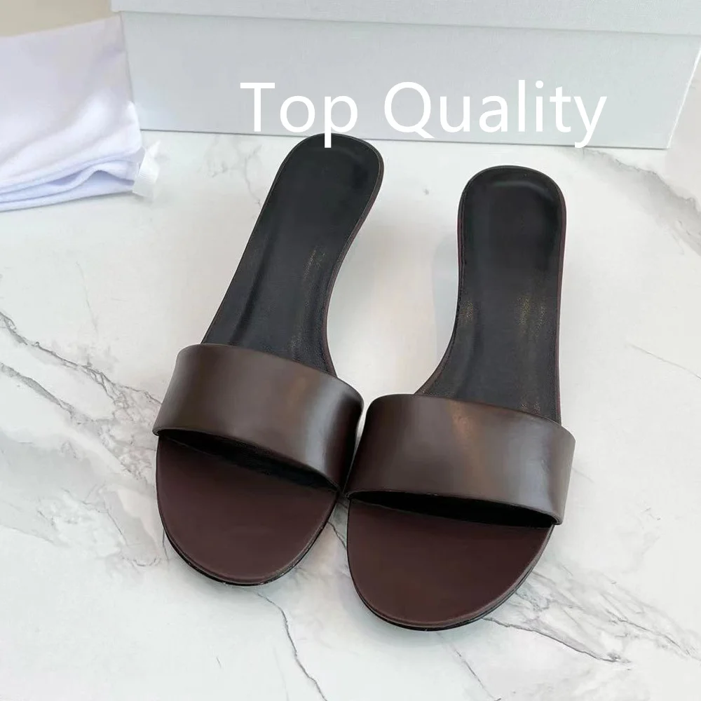 2024 New Women's Bring slippers with High Heels Split Toe Genuine leather material Woman Slippers Summer