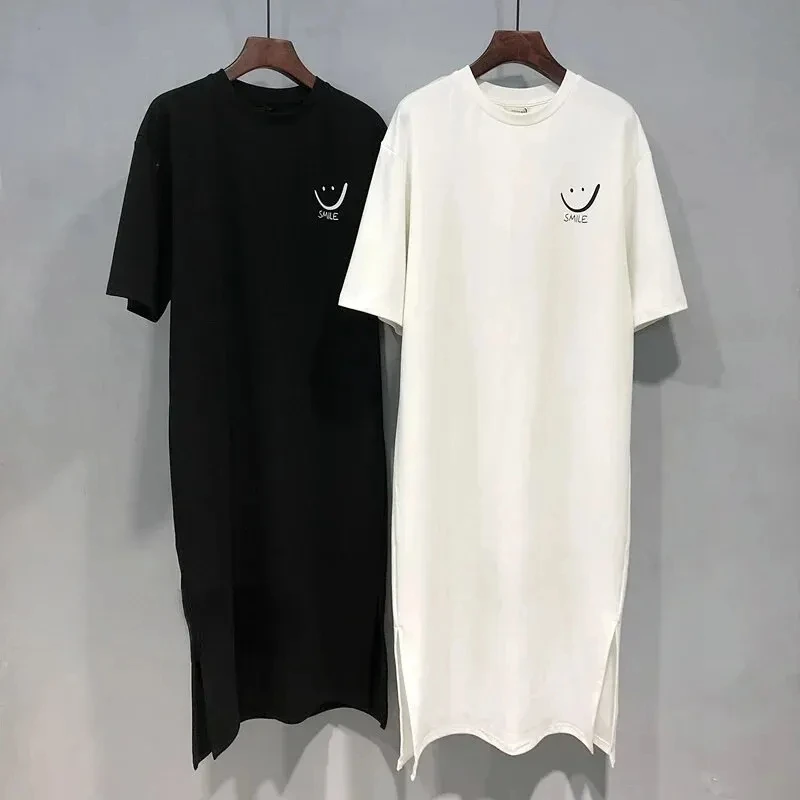 Vestido de verano para mujer, nuevo, camiseta de manga corta, holgado, largo hasta la rodilla 3