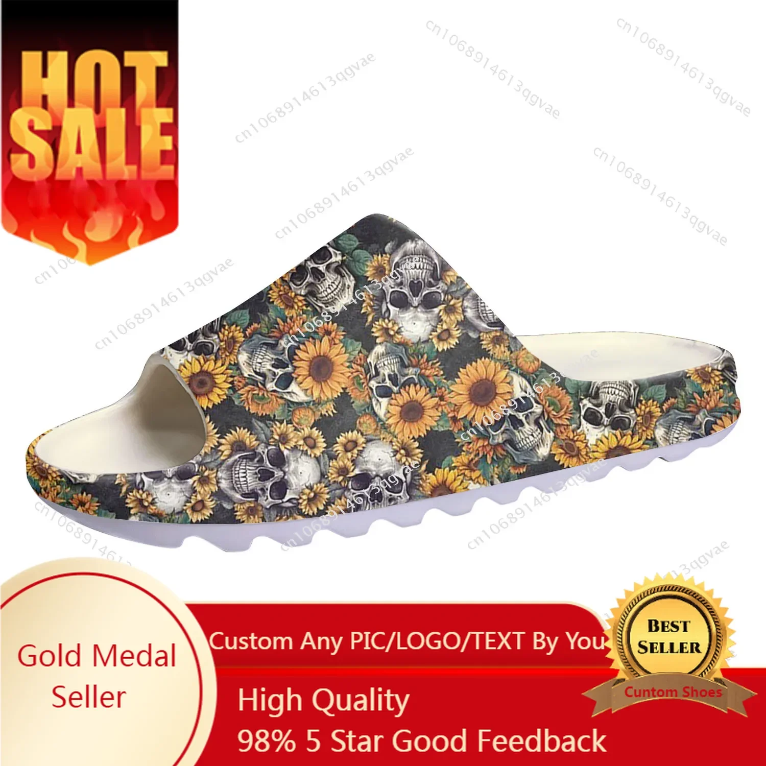 

Sunflower Skull Soft Sole Sllipers Home Clogs Customized Water Shoes Mens Womens Teenager Stepping on Shit Bathroom Sandals