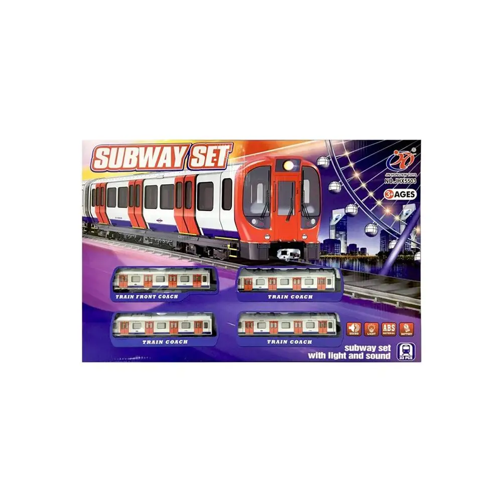 Battery powered led and illuminated rail Metro train set 33 pieces