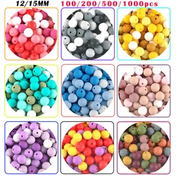 Wholesale 100-1000Pcs 12/15mm Round Silicone Beads Loose Beads For Jewelry Making Personalize Accessories DIY Bracelet Necklace