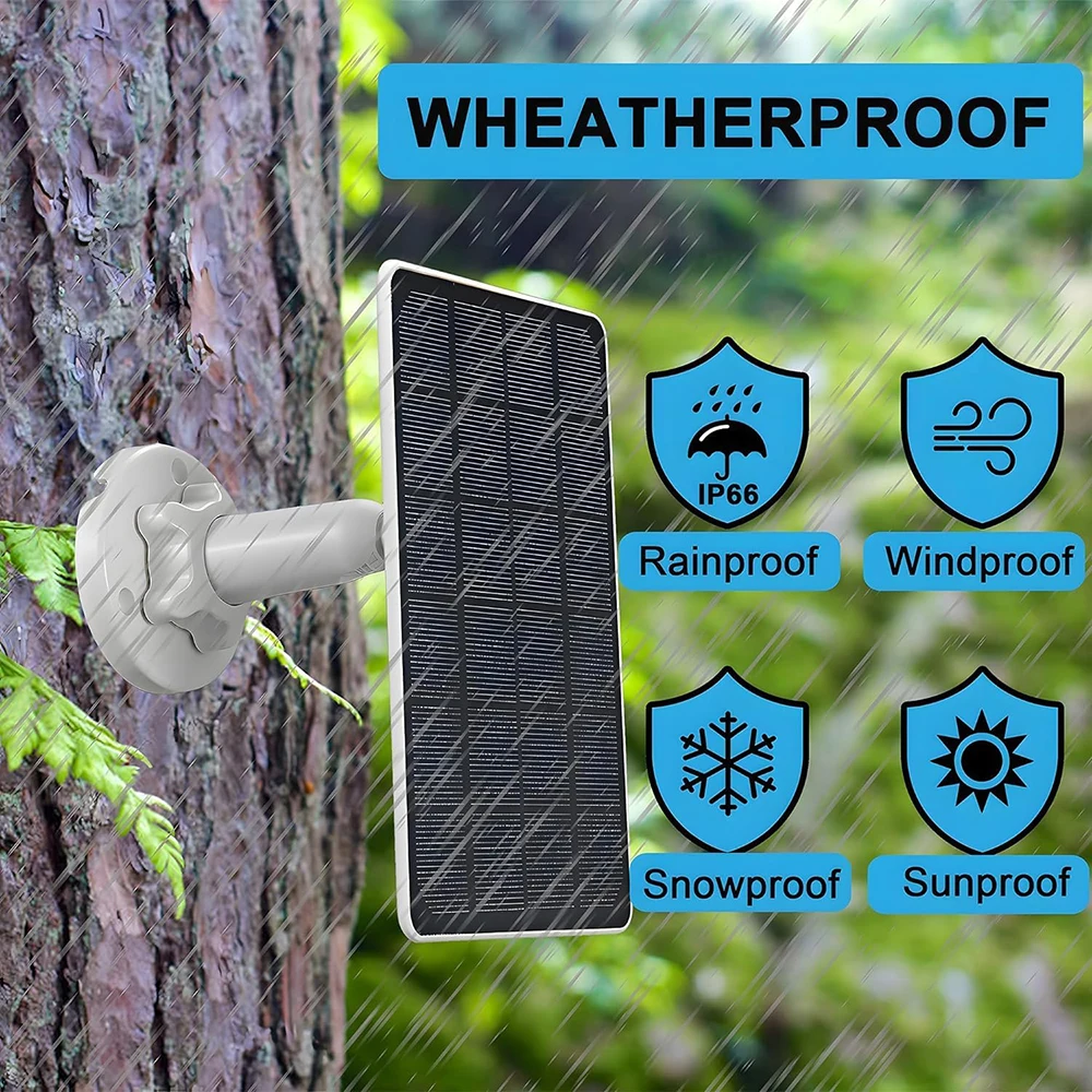6W 5V Solar Panel Charger IP66 Waterproof Solar Charger For Google Nest Cam Outdoor Indoor and 2nd Generation (Battery Version)
