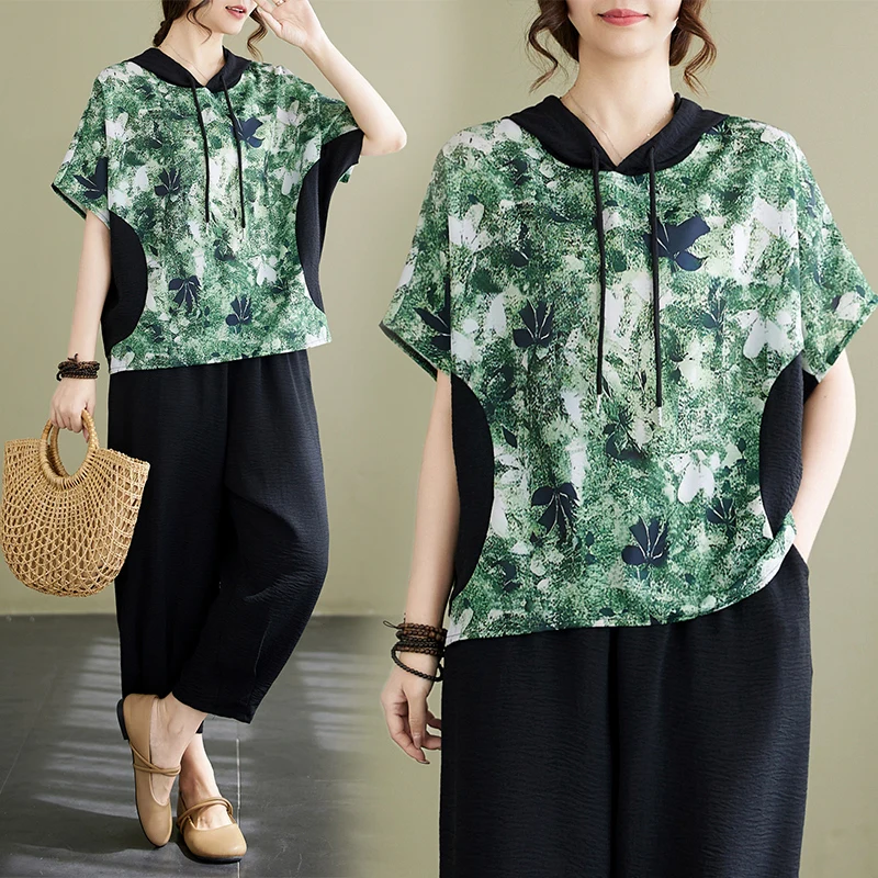 

Fashionable Hat Wide Leg Pants Set Spring Summer New Arrival High End Women's Clothing Brand Large Size Commute Style Artistic