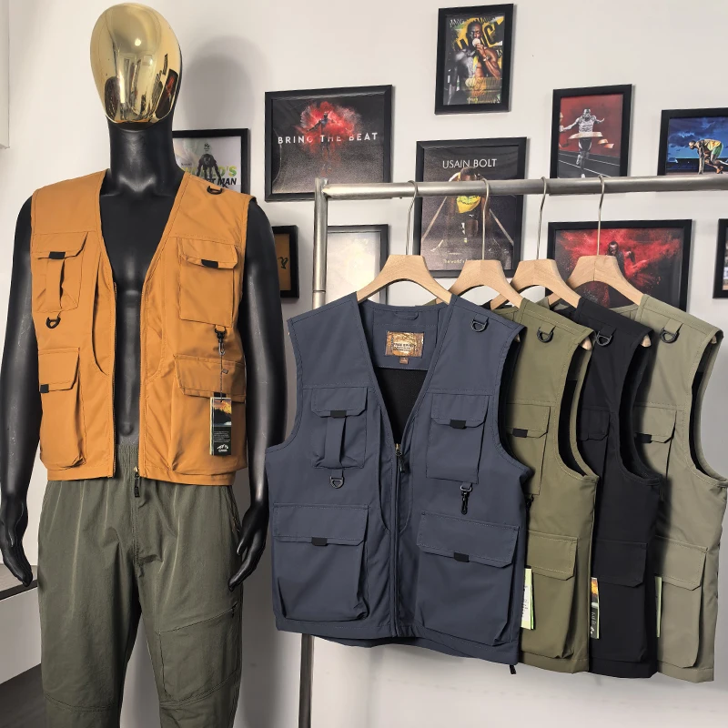 

Men's Workwear Multi-ket Outdoor Casual Autumn Faionable Windproof Waterproof V-Ne Fiing Vest Loose Fit Urban Sle