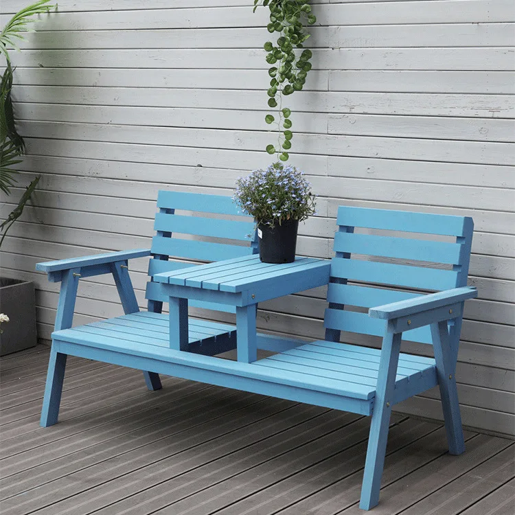 

Modern Wooden Park Chair Outdoor Bench Outdoor Simple Garden Garden Table and Chair Double Solid Wood Backrest Leisure Chair
